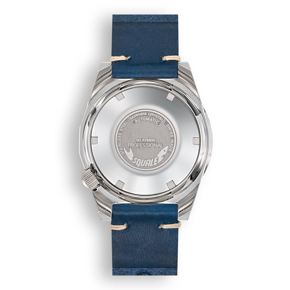 Squale 1521 Blue Ray 1521PROFD.PB Lederband Taucheruhr