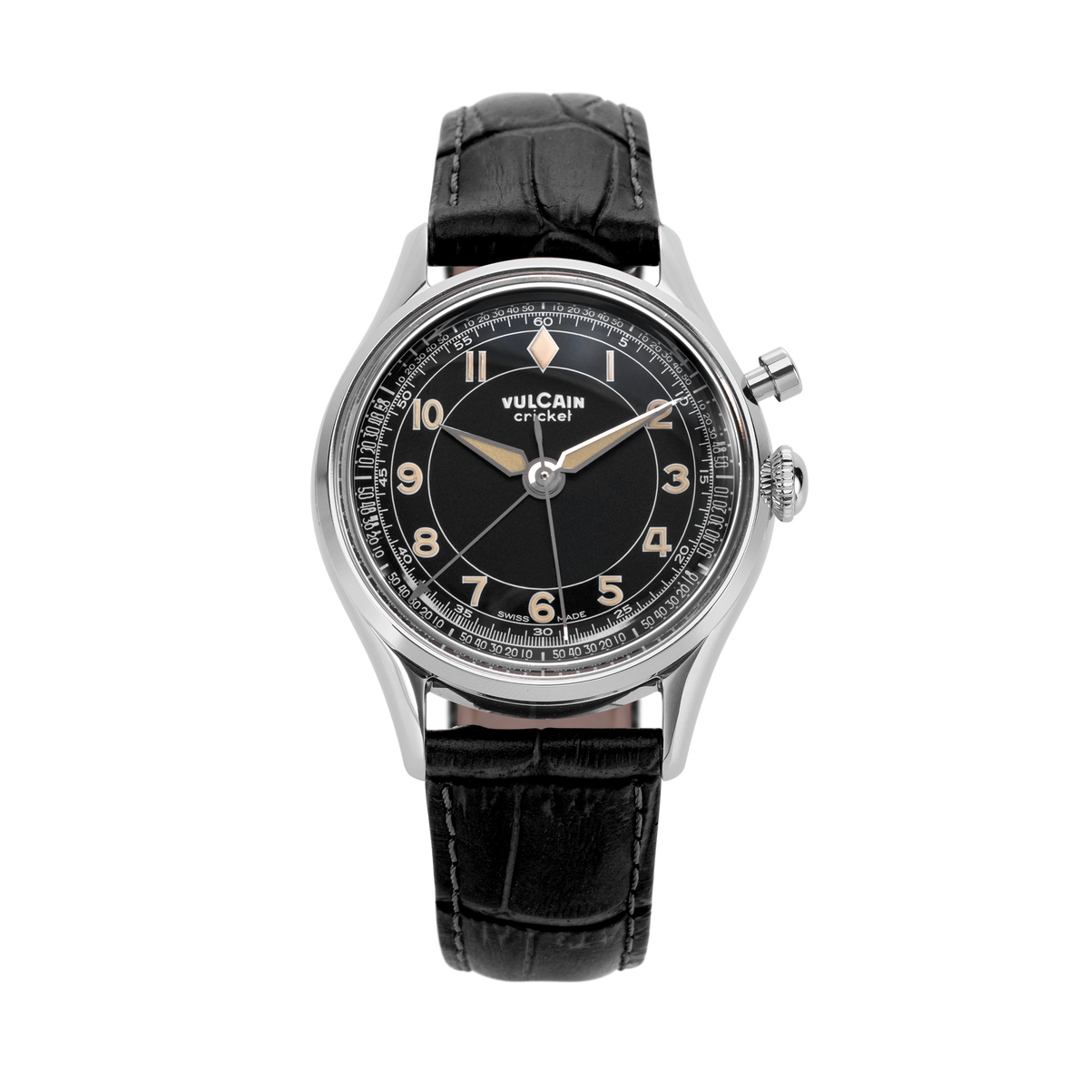 VULCAIN Cricket Classique 39 mm - Black & Khaki numbers