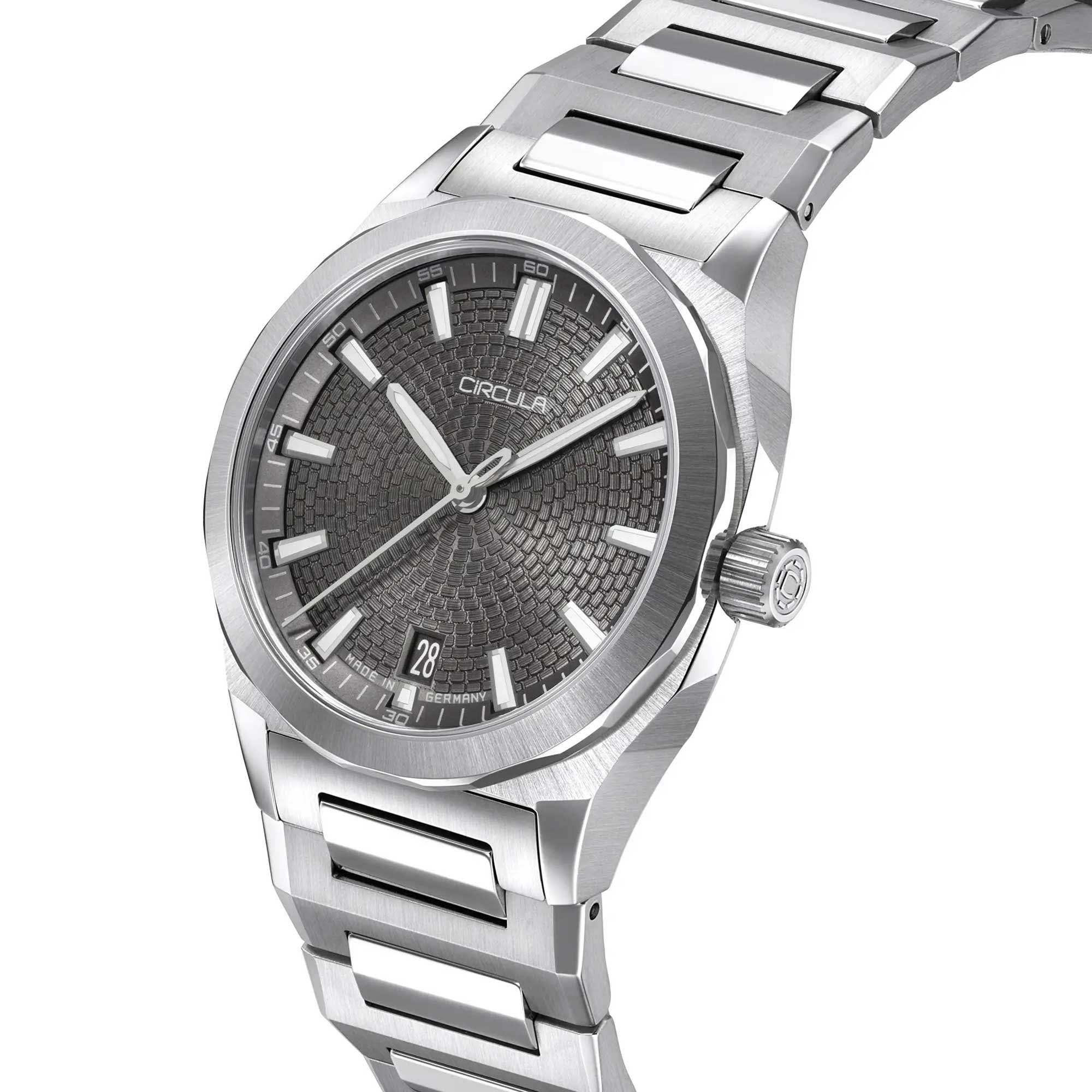 Circula Facet Castanho - bracelete de aço