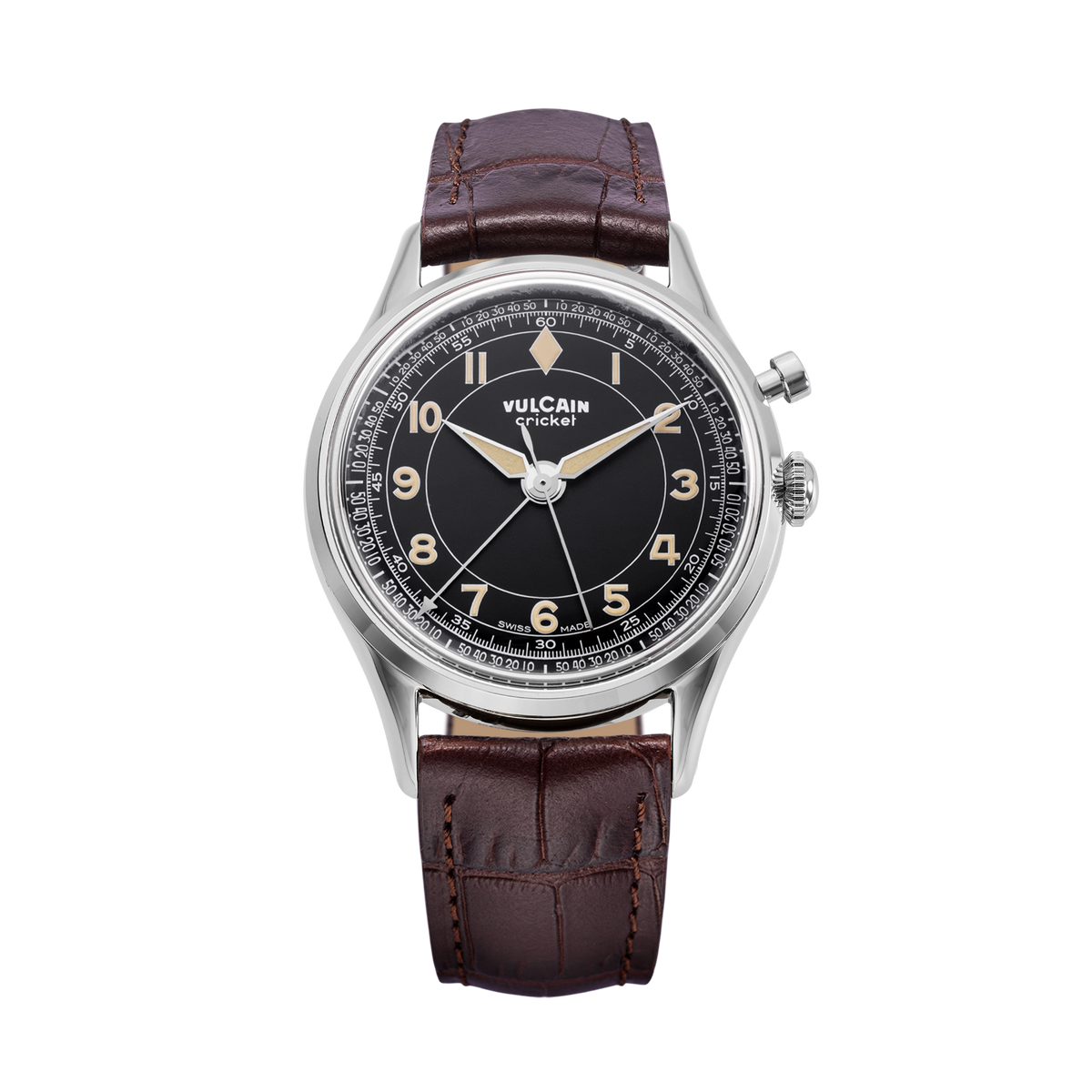 VULCAIN Cricket Classique 39 mm - Black & Khaki numbers