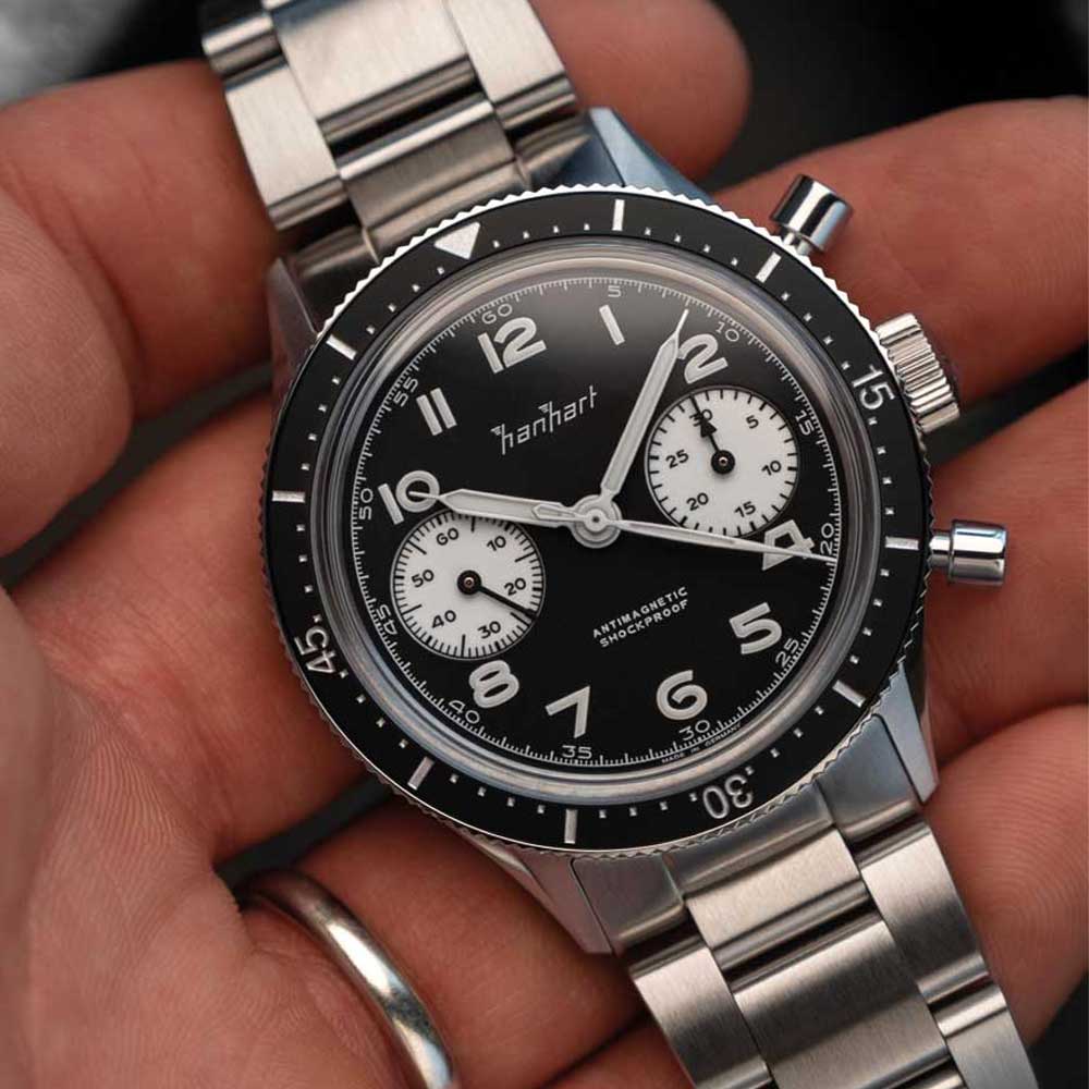 Hanhart 415 ES Reverse Panda Stahlband