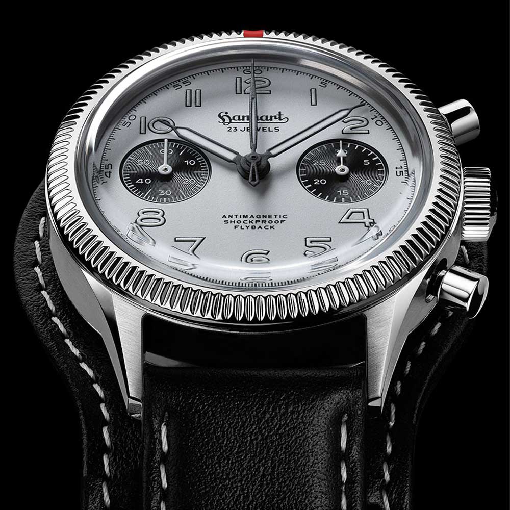 Hanhart 417 ES 1954 Flyback Panda Edelstahl