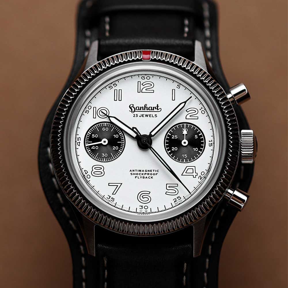 Hanhart 417 ES 1954 Flyback Panda Edelstahl