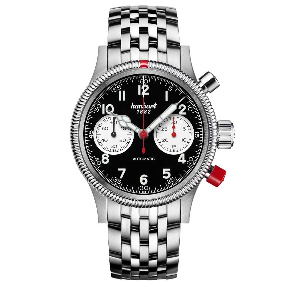 Hanhart PIONEER Mk II Reverse Panda Edelstahl