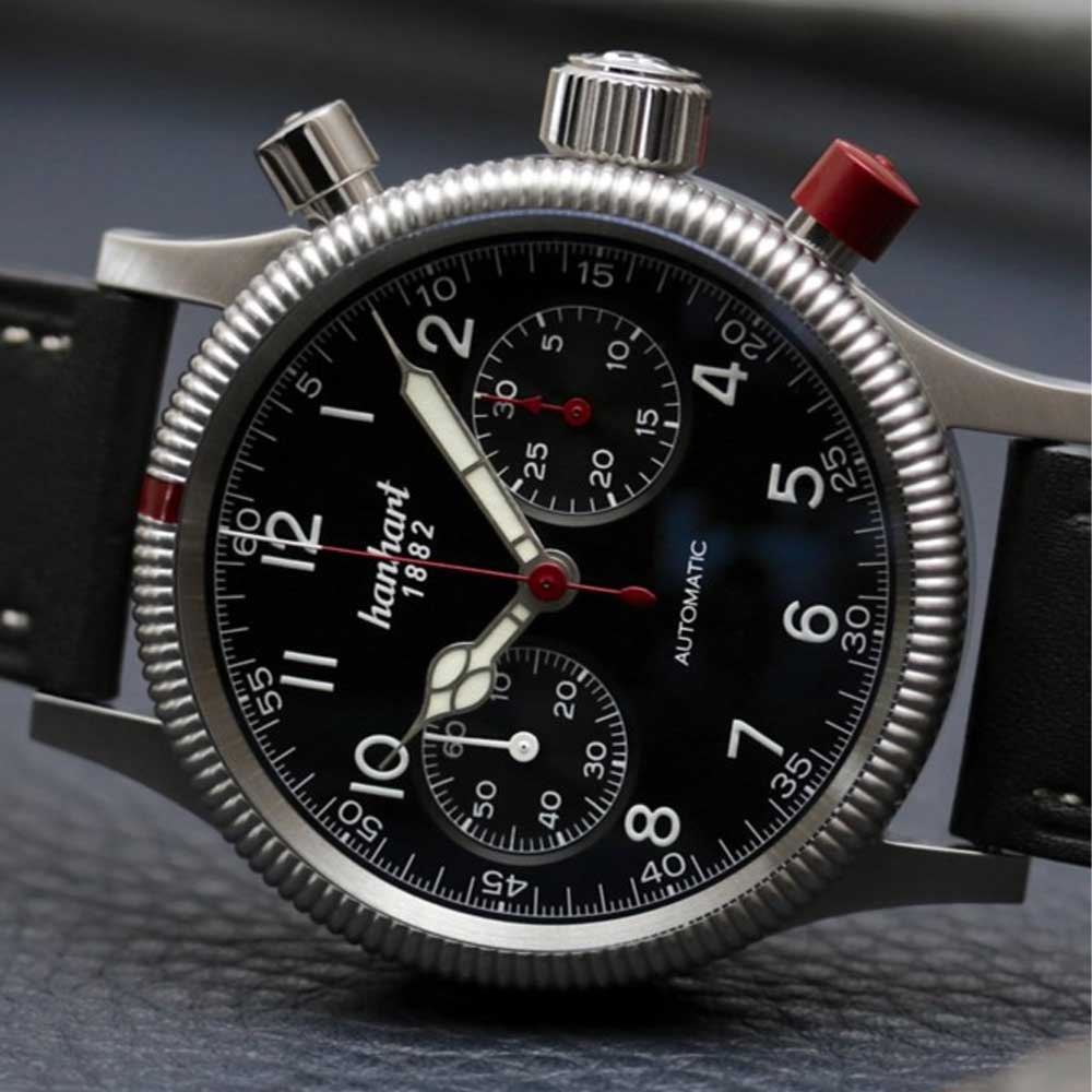 Hanhart PIONEER Mk II schwarz Edelstahl