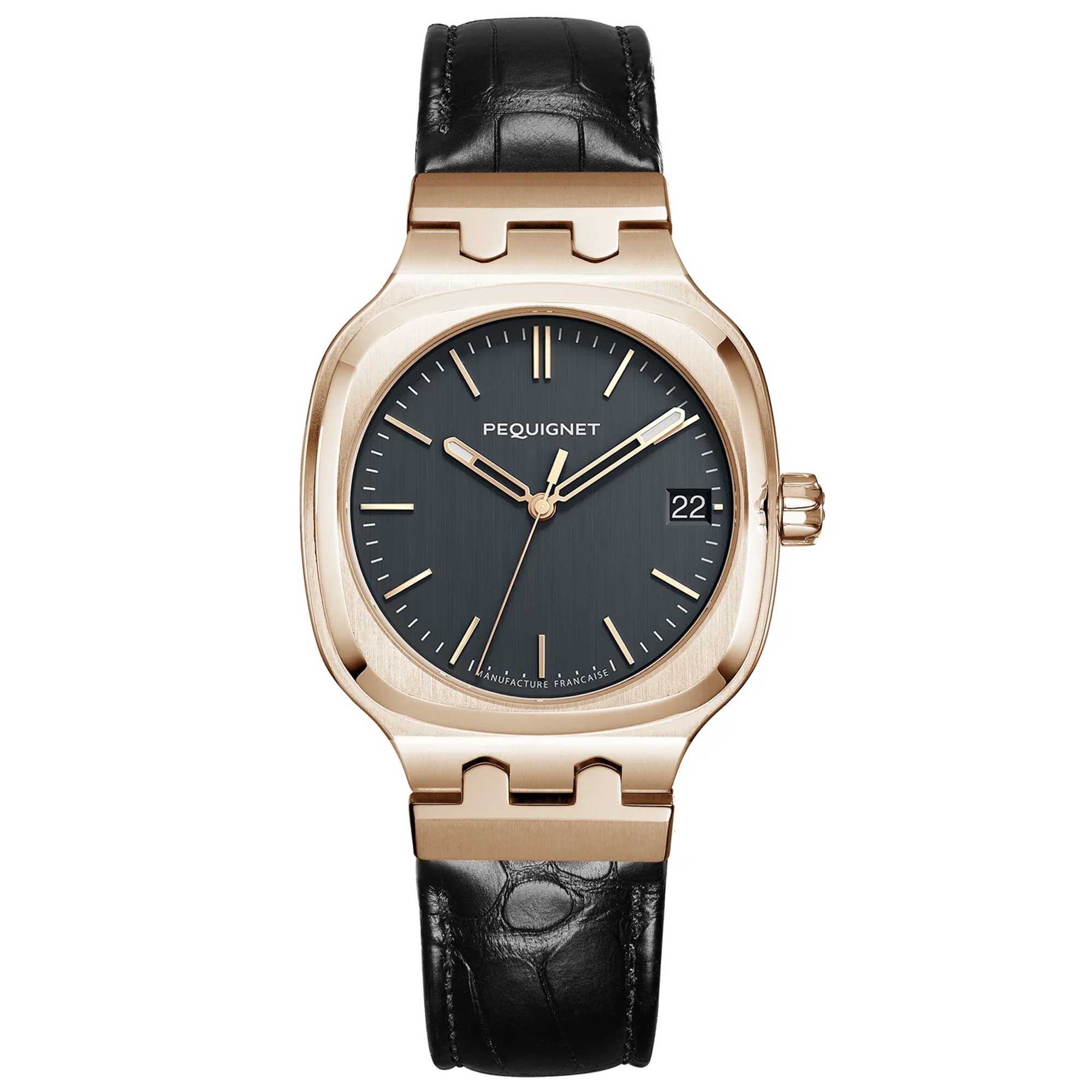 PEQUIGNET GOLD CONCORDE WATCH Gold case, Charcoal grey dial 9047448