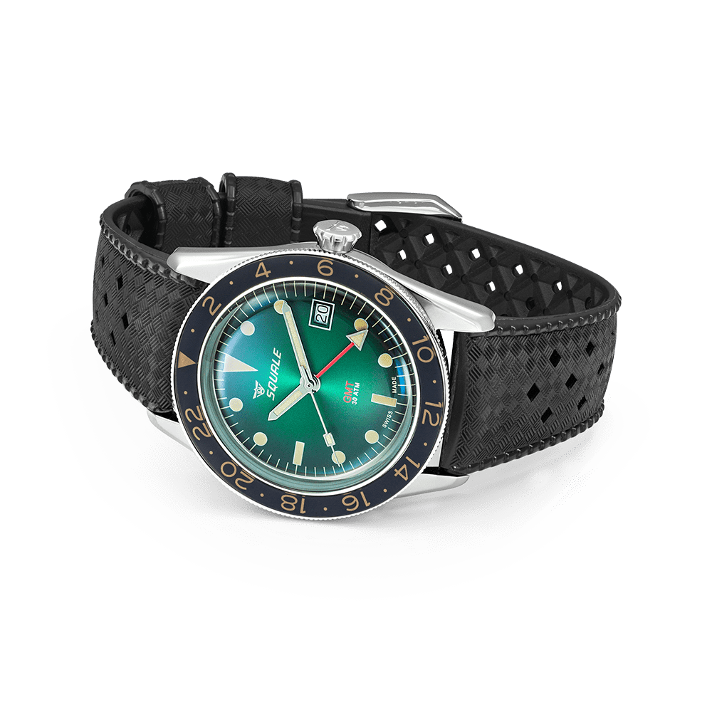Squale Sub-39 GMT Vintage Green SUB-39GMGR.HT Kautschukband GMT-Taucheruhr