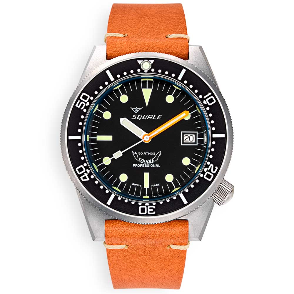 Squale 1521 Black Blasted Leather 1521BKBL.PC Lederband Taucheruhr