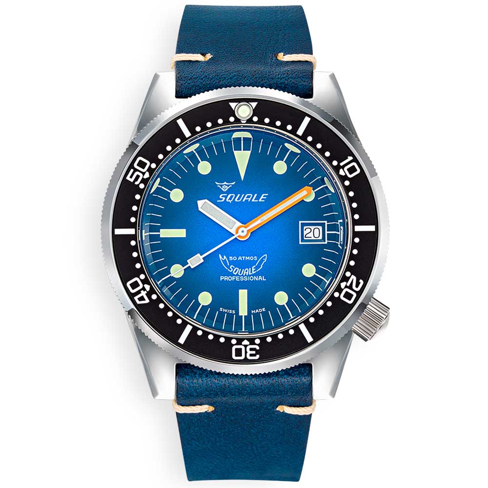 Squale 1521 Blue Ray 1521PROFD.PB Lederband Taucheruhr