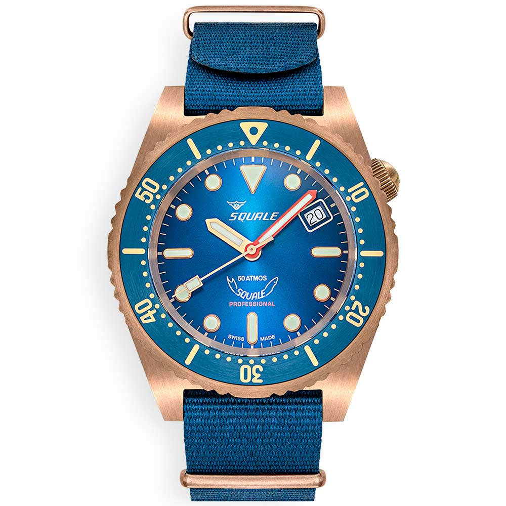 Squale 1521 Bronze 1521BRONBL Textilband Taucheruhr