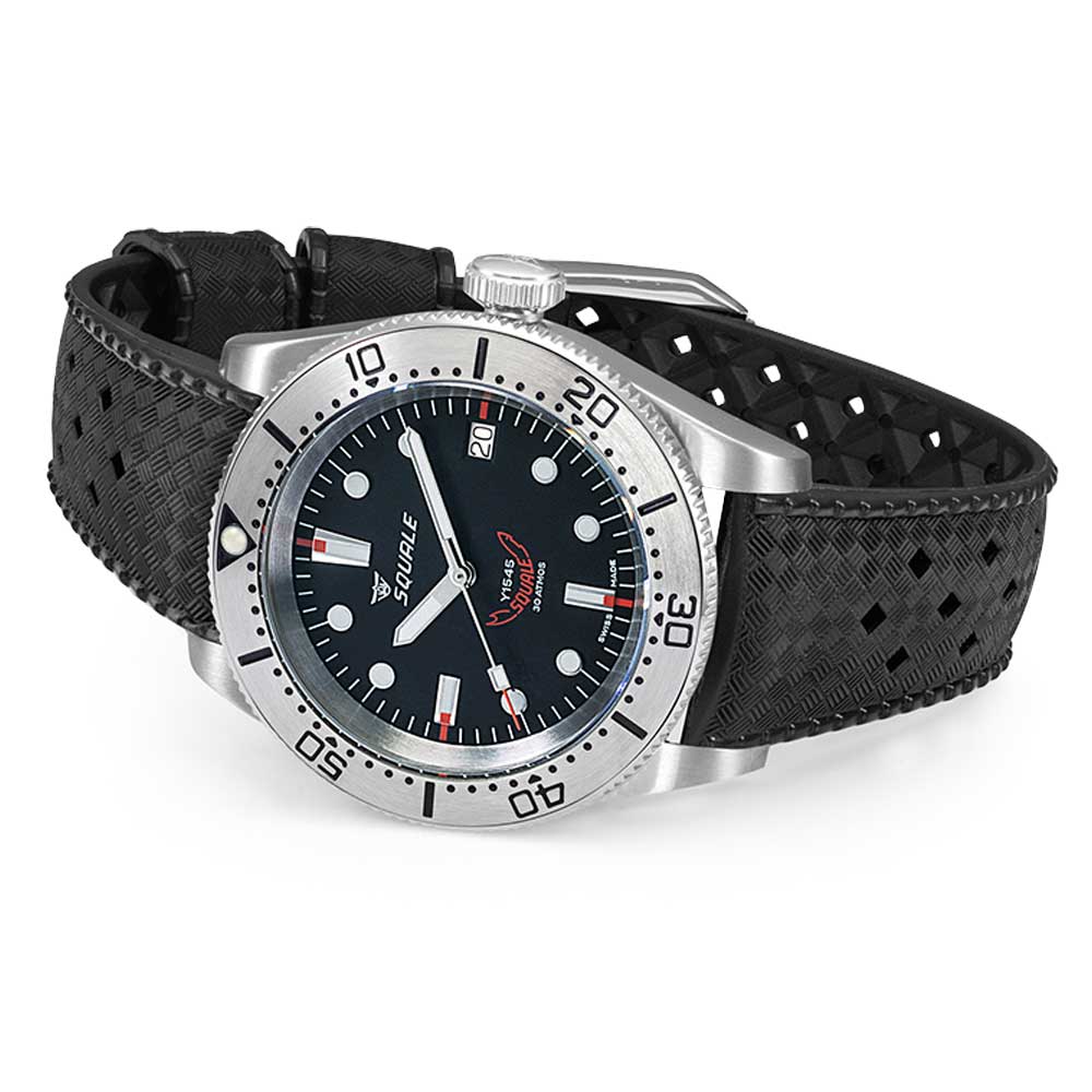 Squale 1545 Steel Black Rubber 1545SSBK.HT