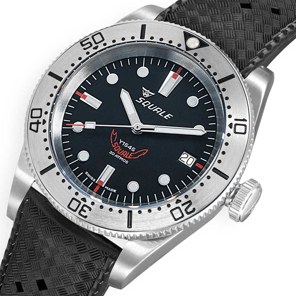 Squale 1545 Steel Black Rubber 1545SSBK.HT