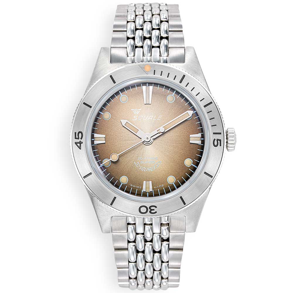 Super Squale Sunray Brown Bracelet SUPERSSBW.AC Edelstahlband Taucheruhr