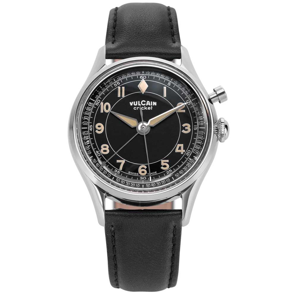 VULCAIN Cricket Classique 36 mm - Black & Khaki numbers