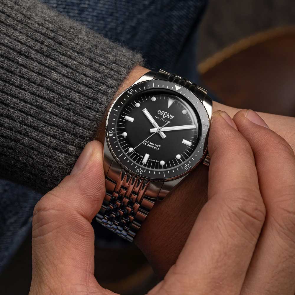 VULCAIN Skindiver Nautique - Black with White Lum