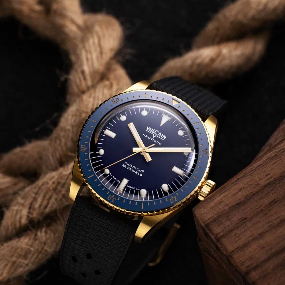 VULCAIN Skindiver Nautique - Gold & Blue