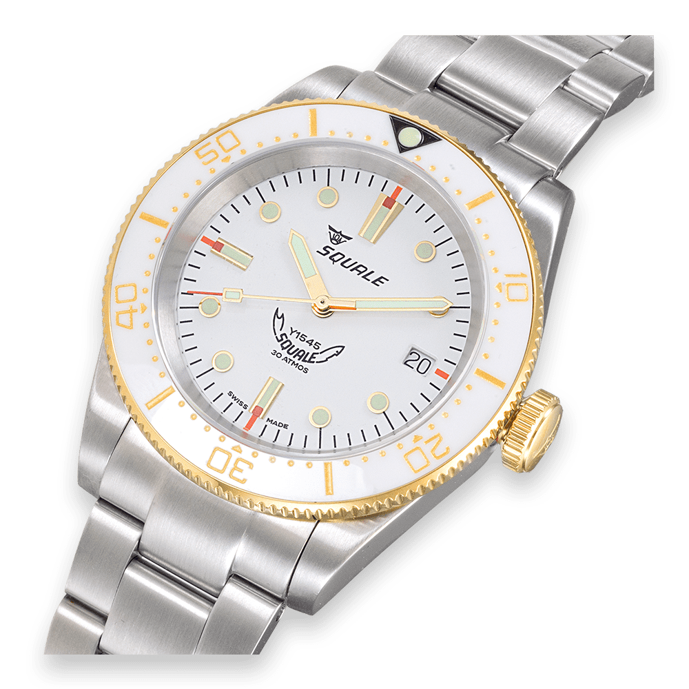 Squale 1545 White Bracelet 1545WTWT.AC Edelstahlband Taucheruhr