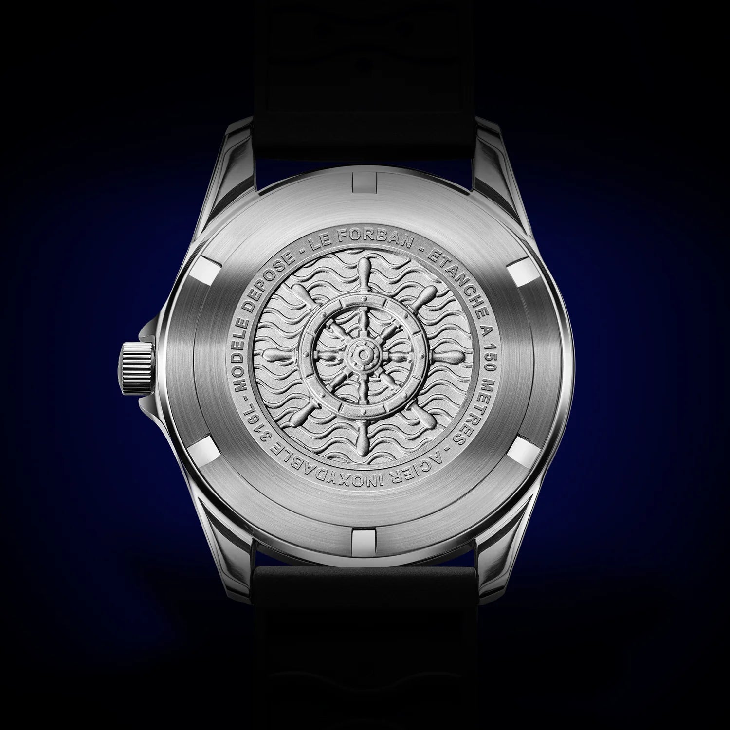 Le Forban Sécurité Mer - La Brestoise Schwarz Taucheruhr Rückseite