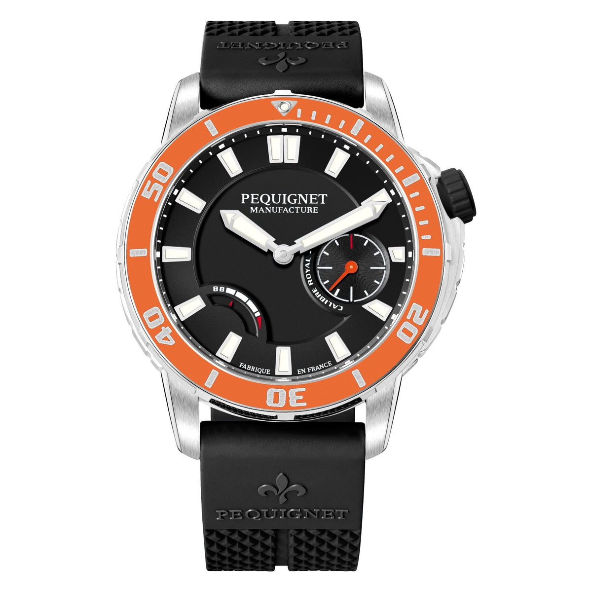 Pequignet Extrême 300 Taucheruhr 9050343 mit oranger Lünette am Kautschukband