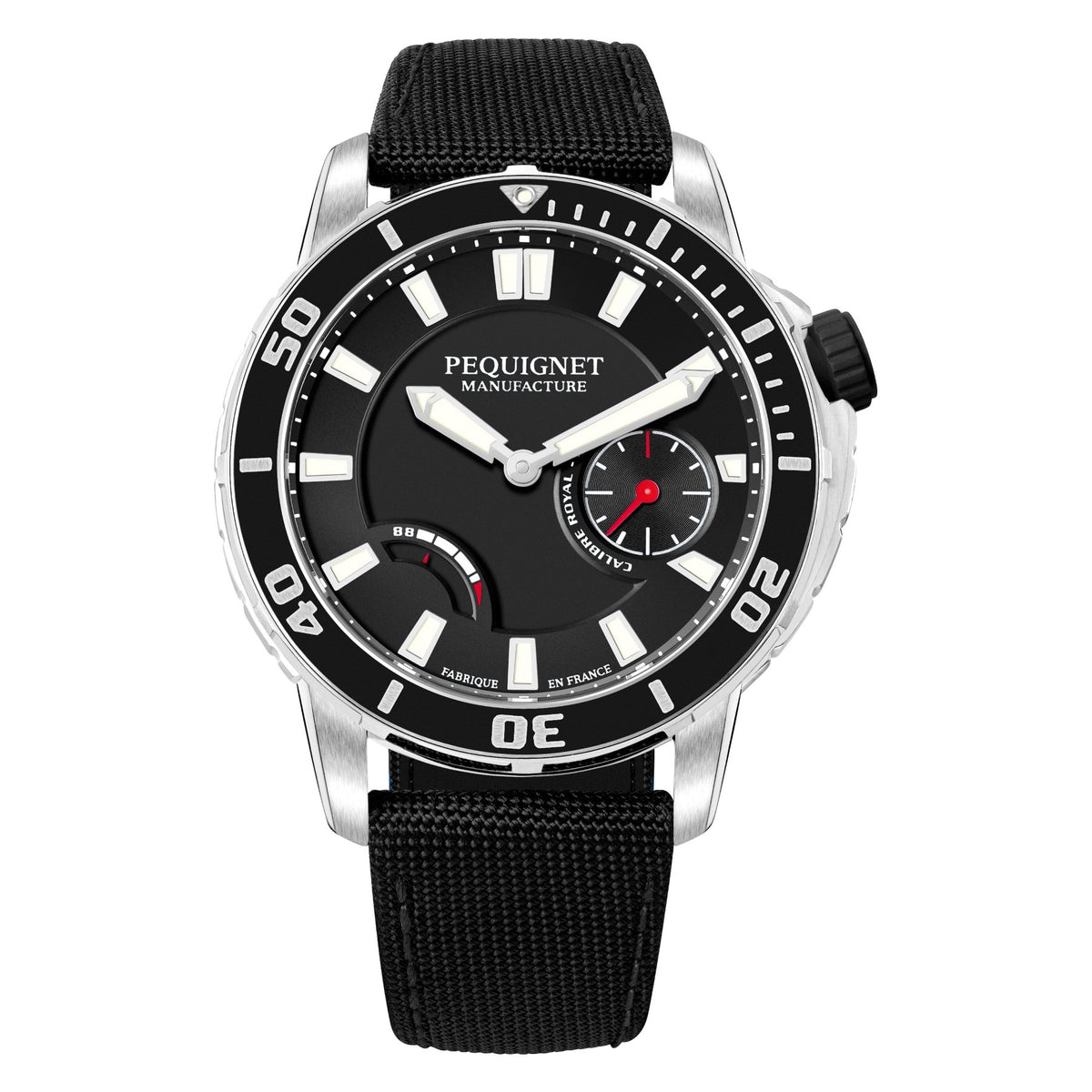 Pequignet Extrême 300 Taucheruhr 9050443 mit schwarzer Lünette am Cordura-Band