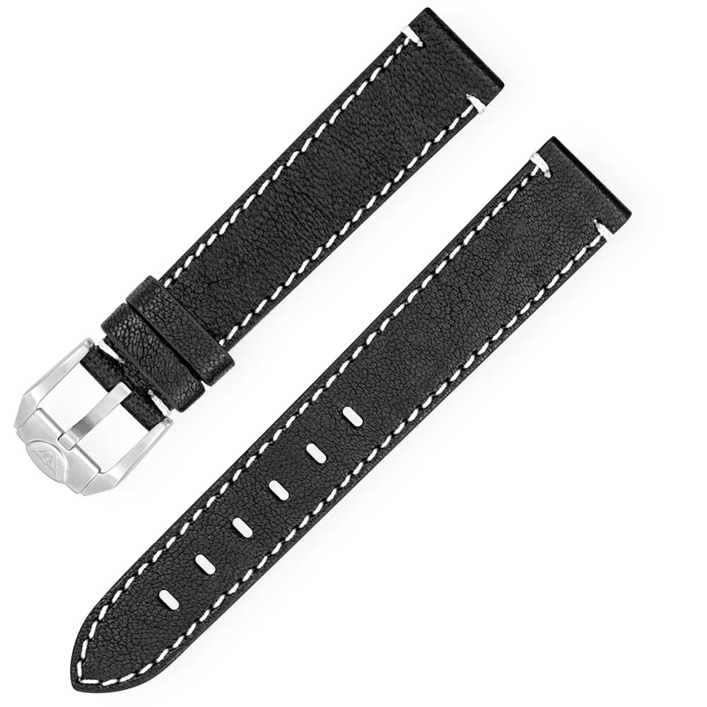 Squale Lederband genäht schwarz 18mm CINLEBK18
