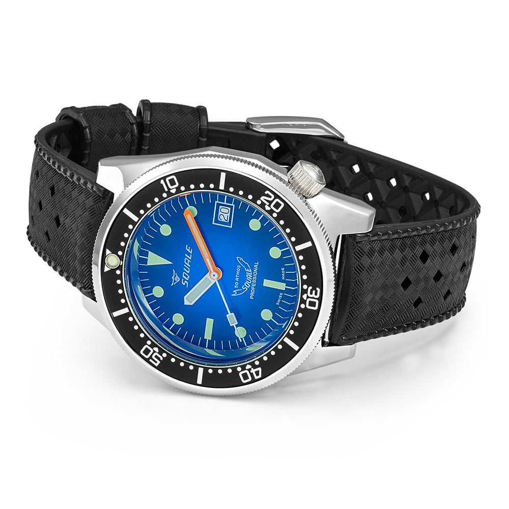 Squale 1521 Blue Ray Rubber 1521PROFD.HT Kautschukband Taucheruhr