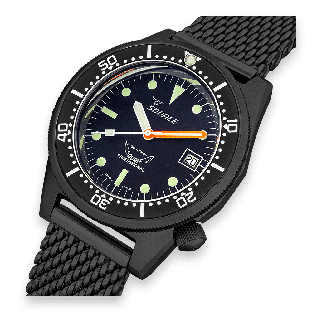 Squale 1521 Pvd Black Mesh 1521PVD.MEPVD20 Milainaise Edelstahlband Taucheruhr