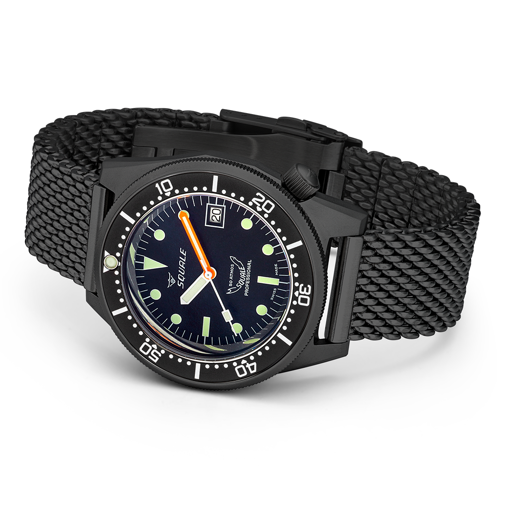 Squale 1521 Pvd Black Mesh 1521PVD.MEPVD20 Milainaise Edelstahlband Taucheruhr