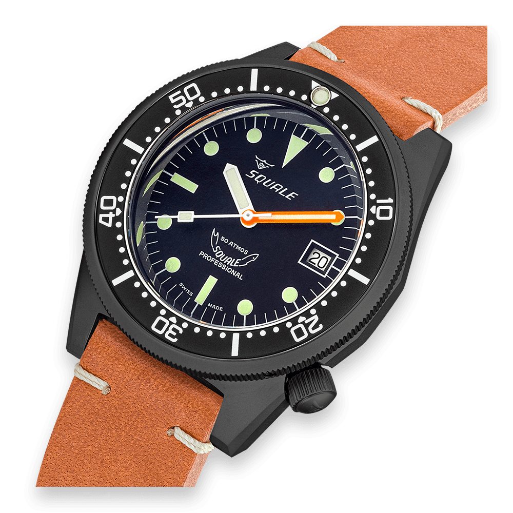 Squale 1521 Pvd Leather 1521PVD.PC Lederband Taucheruhr