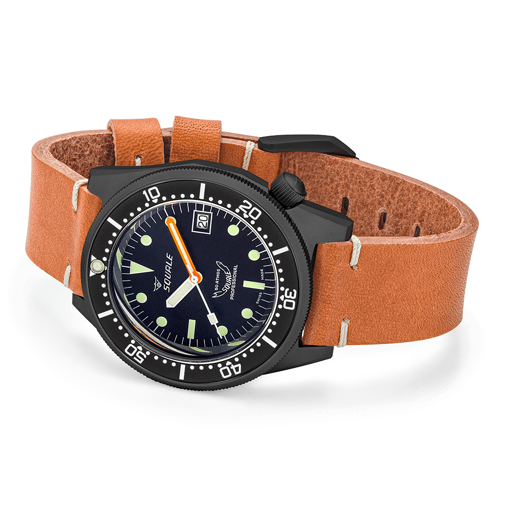 Squale 1521 Pvd Leather 1521PVD.PC Lederband Taucheruhr