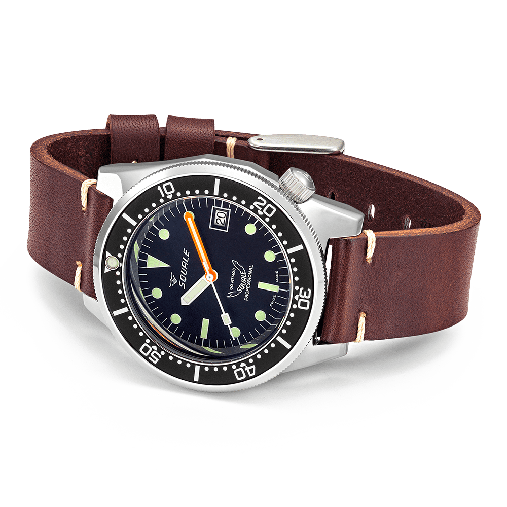 Squale 1521 Classic Leather 1521CL.PS Lederband Taucheruhr