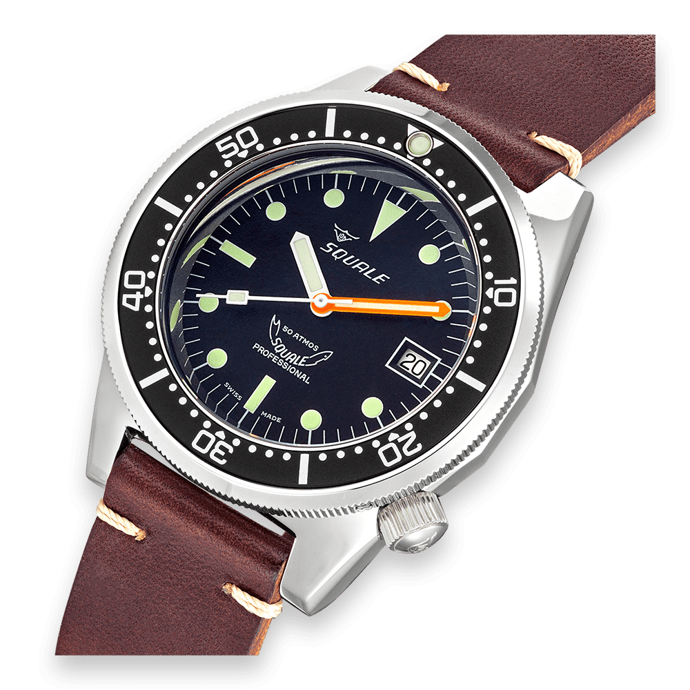 Squale 1521 Classic Leather 1521CL.PS Lederband Taucheruhr