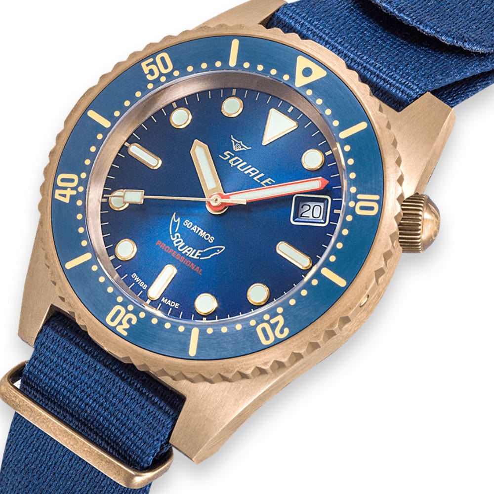 Squale 1521 Bronze 1521BRONBL Textilband Taucheruhr