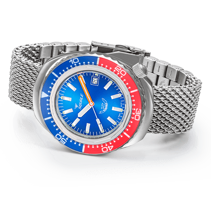 Squale 2002 Blue-Red 2002.SS.BLR.BL.ME22 Milanaise Band Taucheruhr