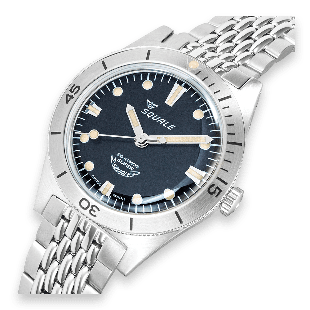 Super Squale Sunray Black Bracelet SUPERSSBK.AC Edelstahlband Taucheruhr