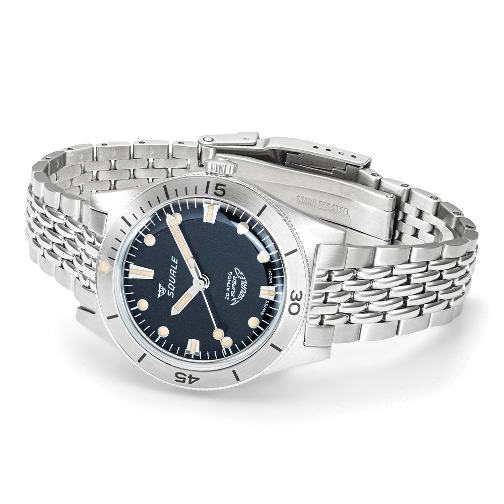 Super Squale Sunray Black Bracelet SUPERSSBK.AC Edelstahlband Taucheruhr