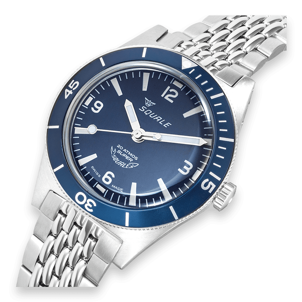 Super Squale Arabic Numerals Blue Bracelet SUPERMBLBL.AC Edelstahlband Taucheruhr