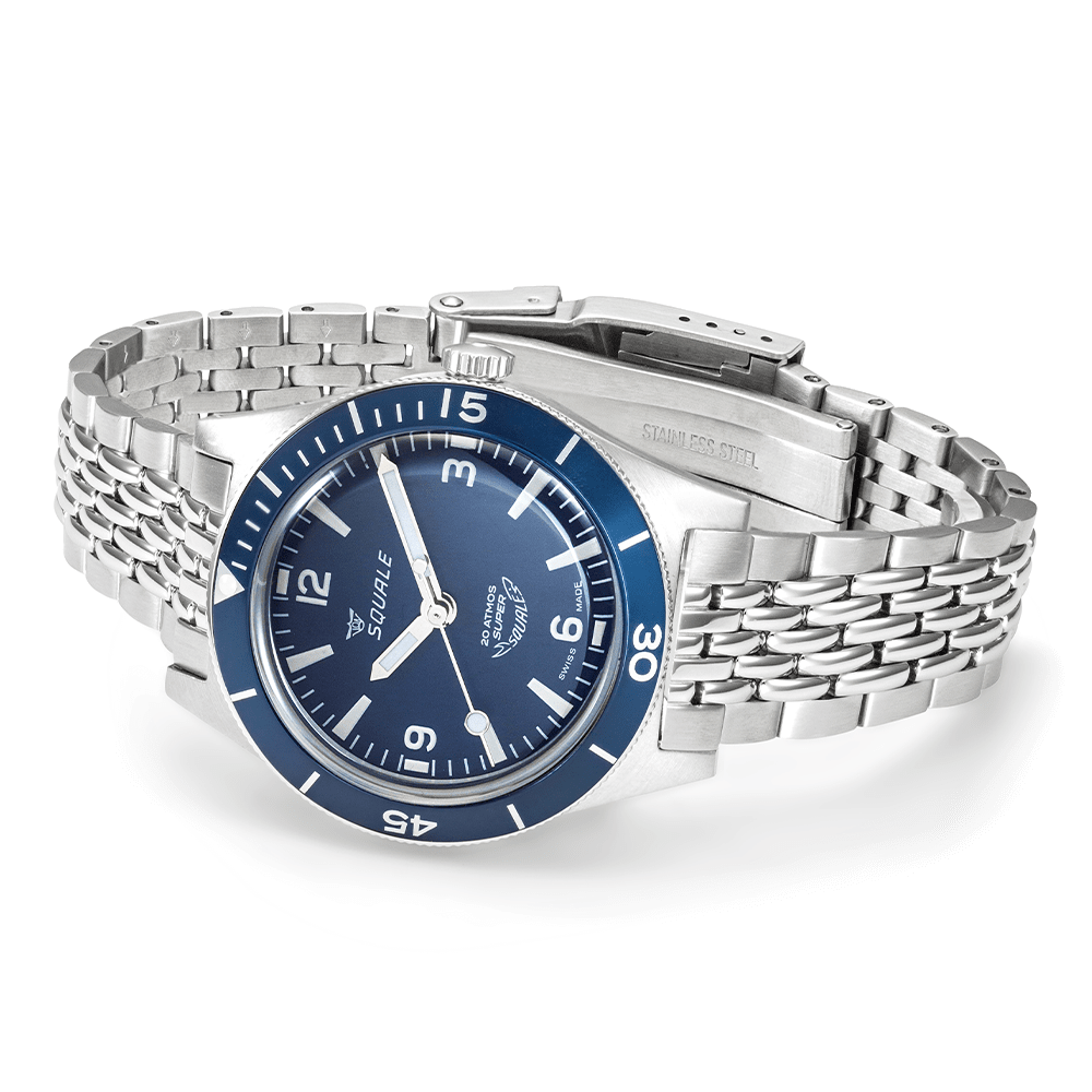 Super Squale Arabic Numerals Blue Bracelet SUPERMBLBL.AC Edelstahlband Taucheruhr