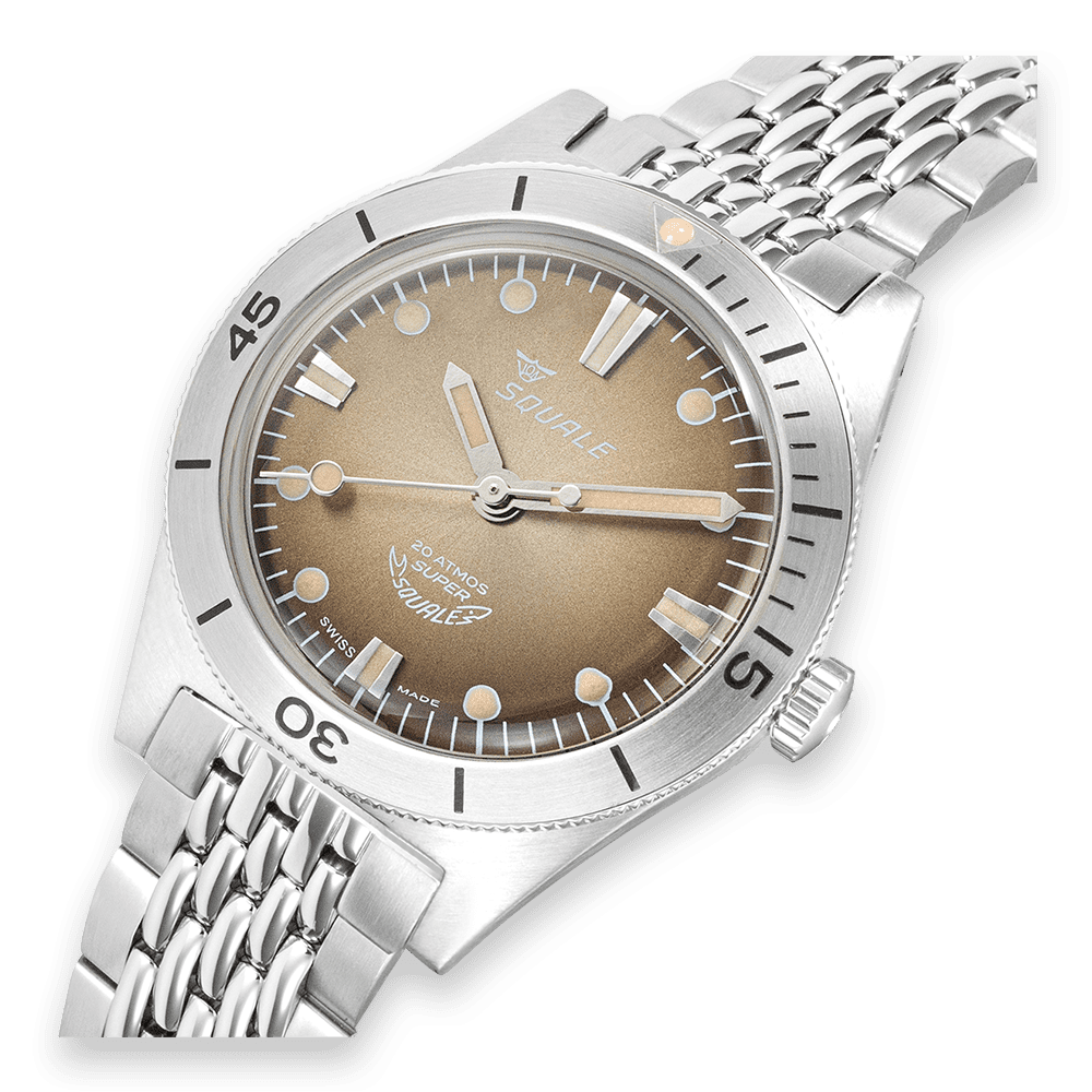 Super Squale Sunray Brown Bracelet SUPERSSBW.AC Edelstahlband Taucheruhr