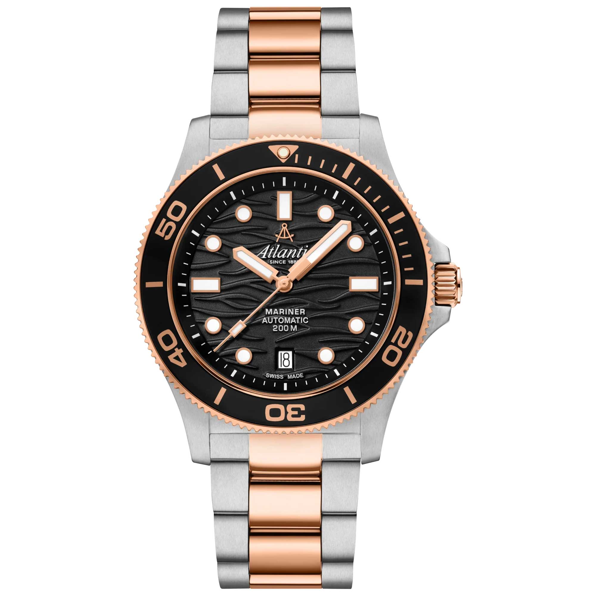 Atlantic Mariner Wave Automatic | Schwarzes/Roségoldenes Zifferblatt