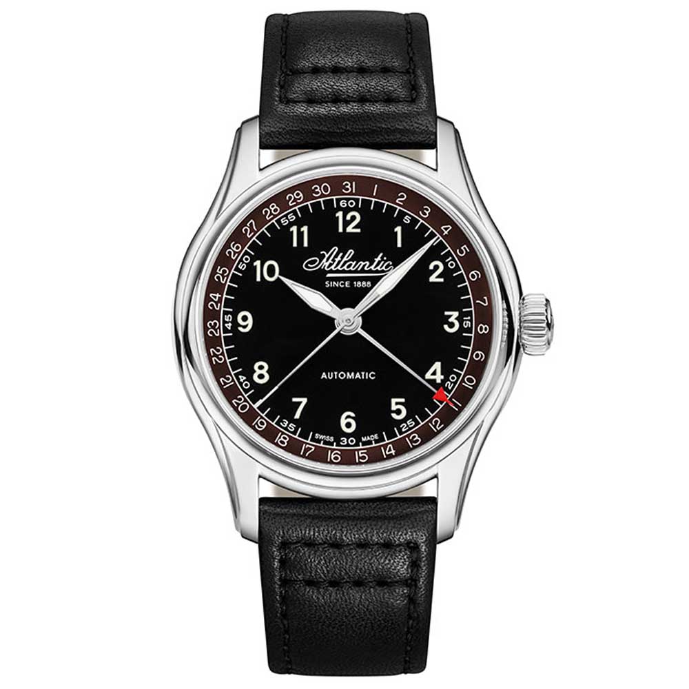 Atlantic Worldmaster Automatic Pointer Date | Black/Wine Red