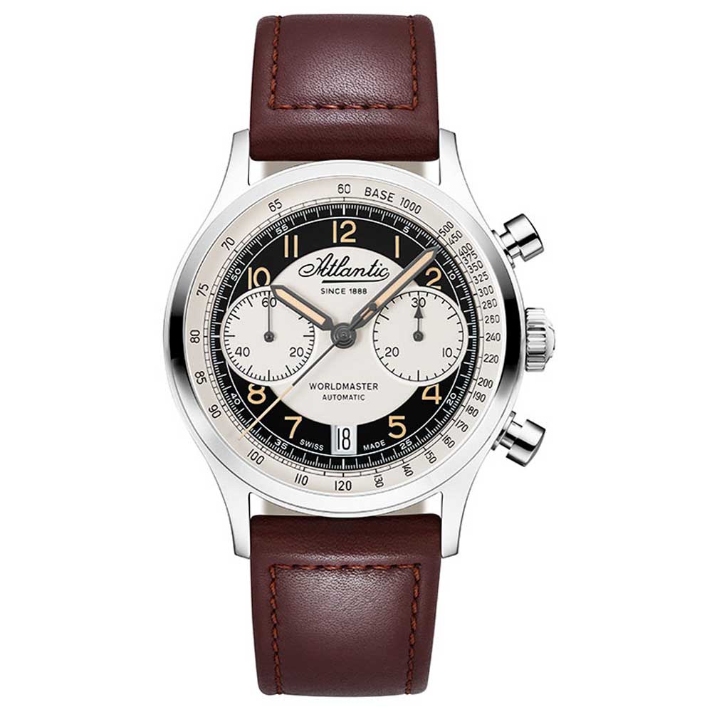 Atlantic Worldmaster Bicompax Dual Color on Leather Strap