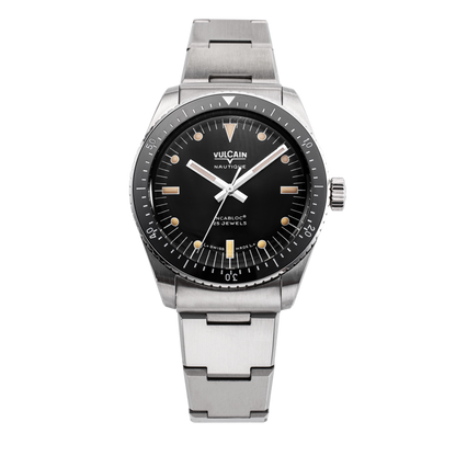 VULCAIN Skindiver Nautique - Black with Khaki Brown Lume