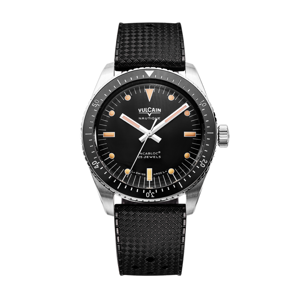 VULCAIN Skindiver Nautique - Black with Khaki Brown Lume