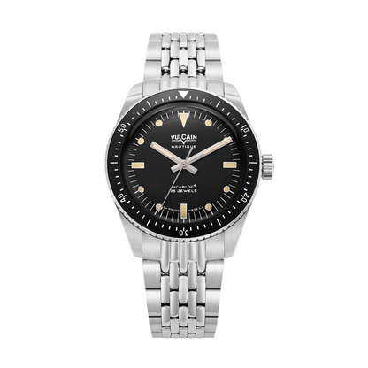 VULCAIN Skindiver Nautique - Black with Khaki Brown Lume