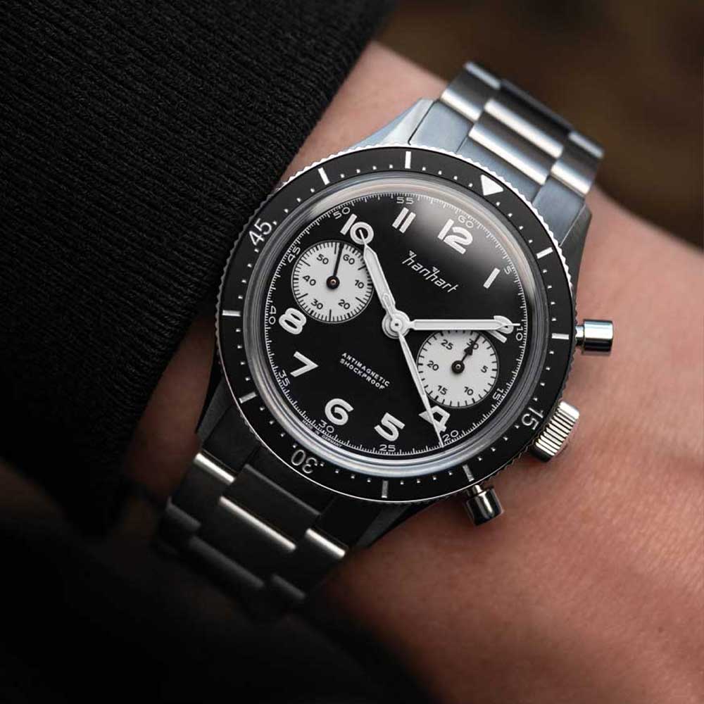  Hanhart 415 ES Reverse Panda Stahlband