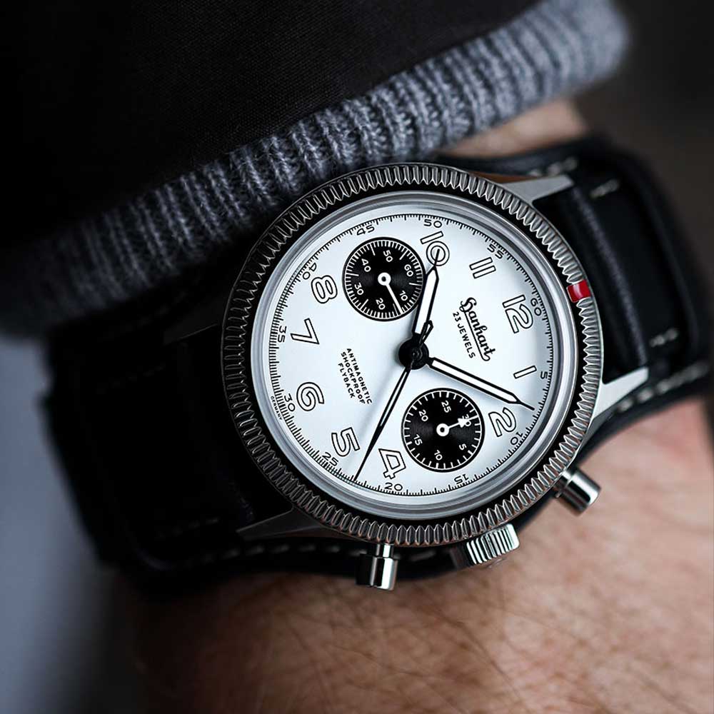 Hanhart 417 ES 1954 Flyback Panda Edelstahl