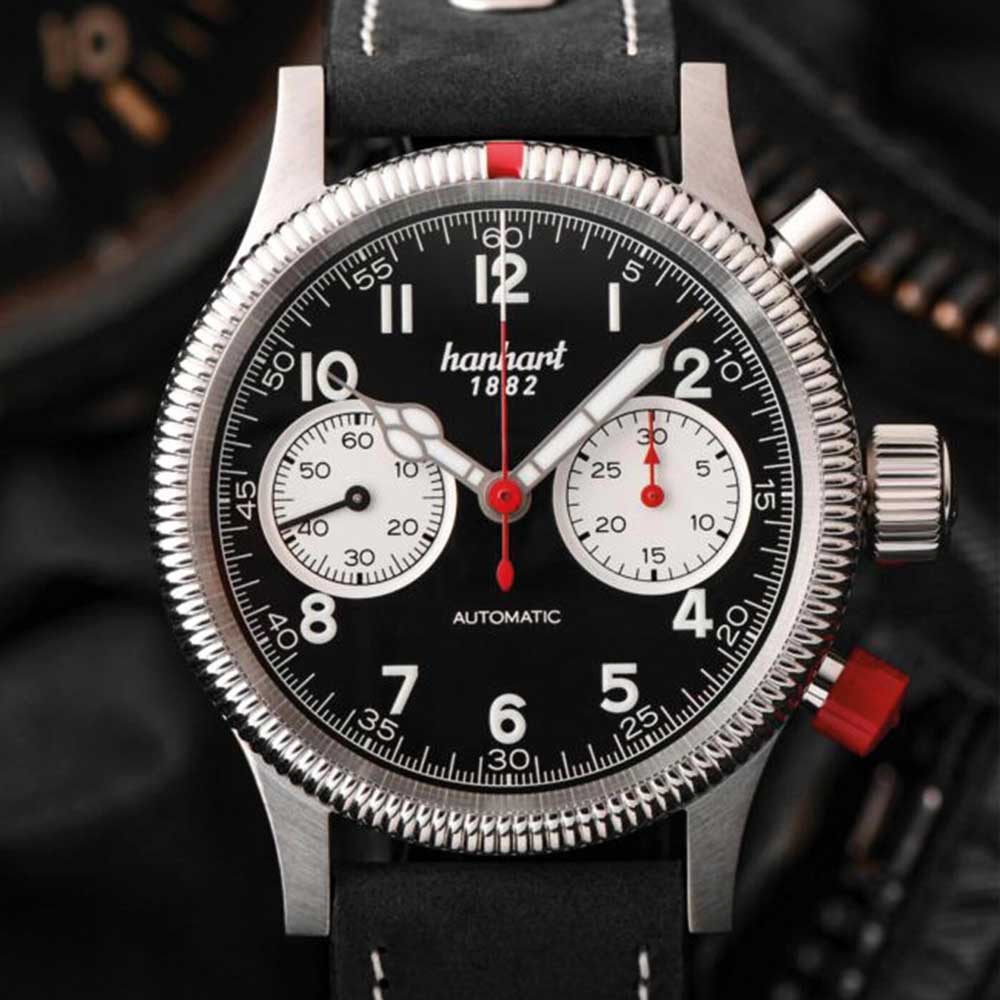 Hanhart PIONEER Mk II Reverse Panda Edelstahl