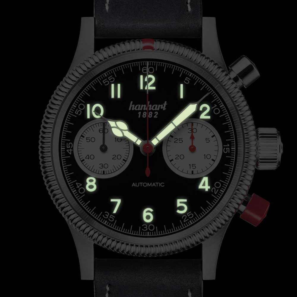 Hanhart PIONEER Mk II Reverse Panda Edelstahl