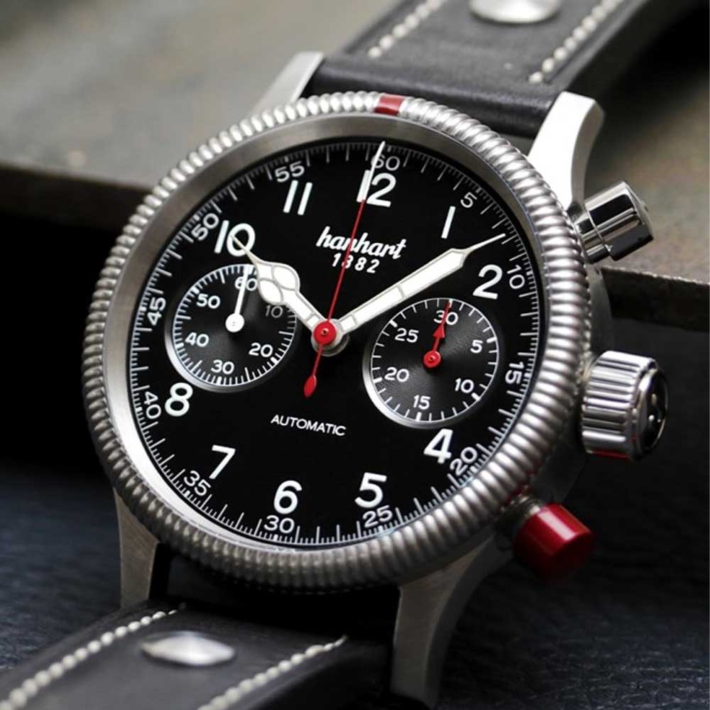 Hanhart PIONEER Mk II schwarz Edelstahl